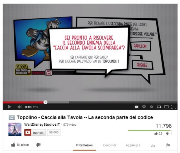 Topolino 3000, la seconda tappa della caccia al tesoro su YouTube